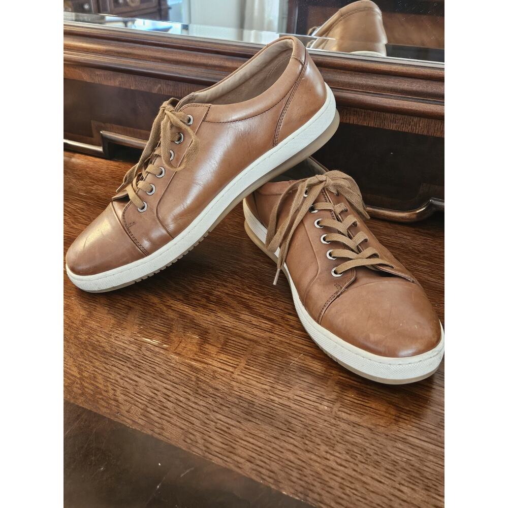 Joseph Abboud Carmel Brown Leather Sneakers Size 10.5M - Brown Tan 41ET05d16